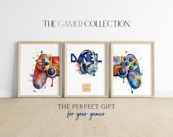 Gaming Print | Set of 3 Personalized Gaming Prints | Gamer Gift | Games Room Wall Art | Boys Bedroom Decor | Contemporary Gamer Prints