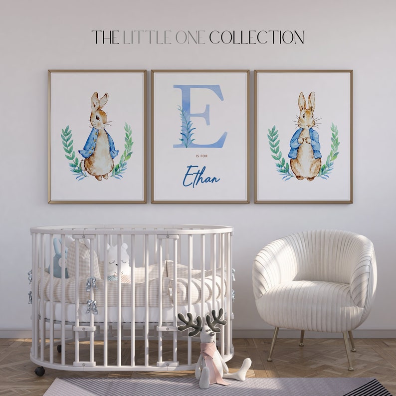 Peter Rabbit Personalized Prints Set of 3 | Baby Boy Nursery Wall Art ...