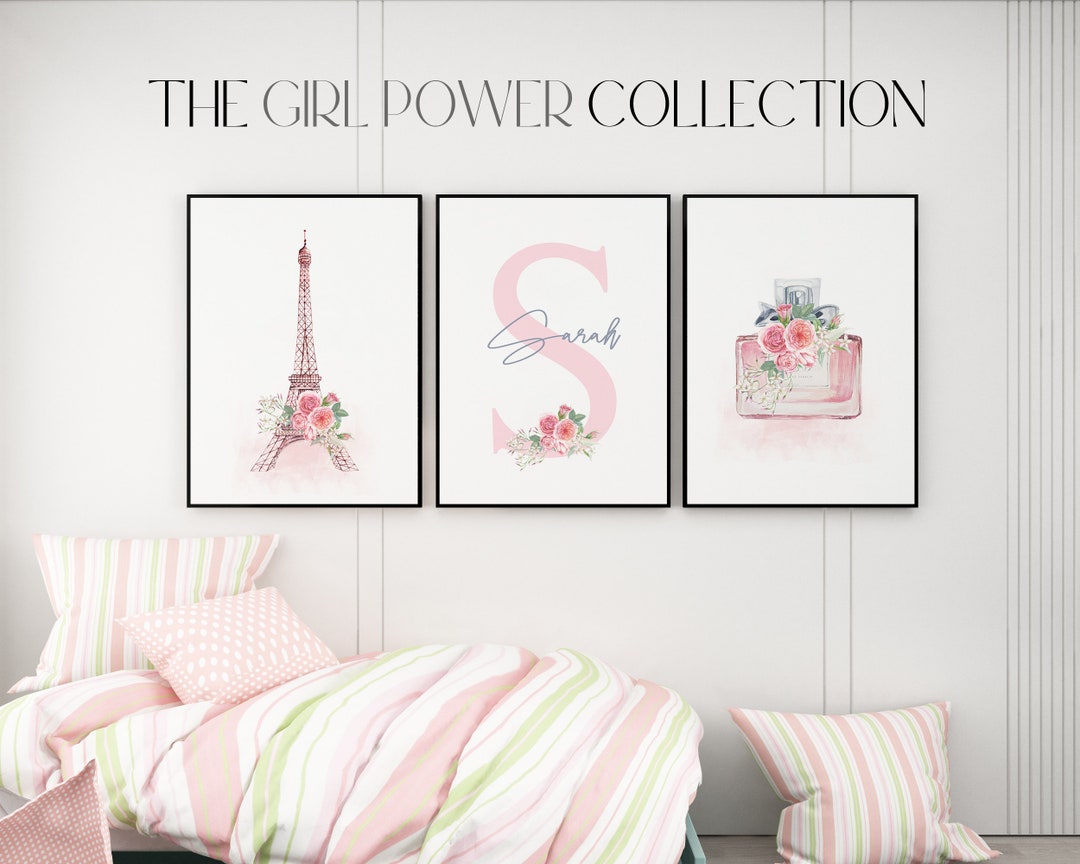Teenage Girl Wall Art Set of 3 Personalized Paris Fashion Wall Art