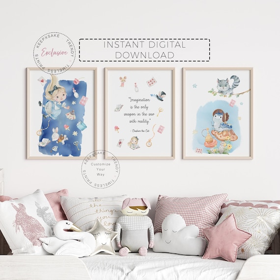Alice in Wonderland Quote Prints | Lewis Carroll Wall Art | Alice in Wonderland Decor | Toddler Girl Book Quote Prints | Fairy Tale Quotes