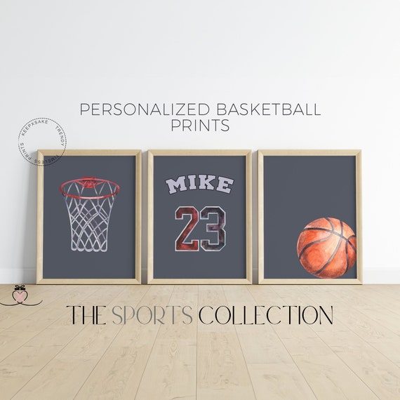 Custom Basketball Prints | Boys Sports Bedroom Print | Basketball Prints, Set of 3 | Basketball Wall Art | Kids Bedroom Basketball Decor