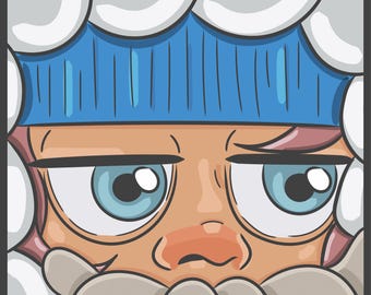 Abstract Face Art Print: Modern Colorful Character Portrait