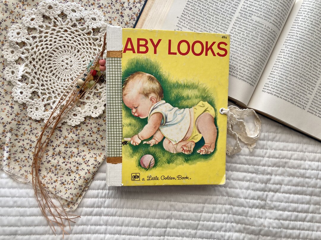 Little Golden Book Junk Journal, Baby Looks Handmade Journal, Handmade