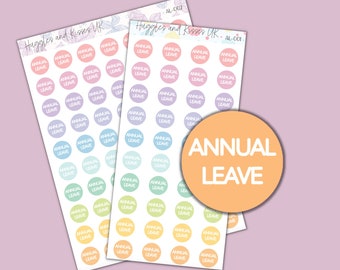 Annual Leave Planner Stickers | Holiday Circle Dot stickers | Planner Stickers | Labels for Planner / Diary