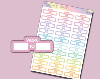 Shift Work from and to | Pastel Rainbow Colours | Planner Stickers | Labels for Planner / Diary