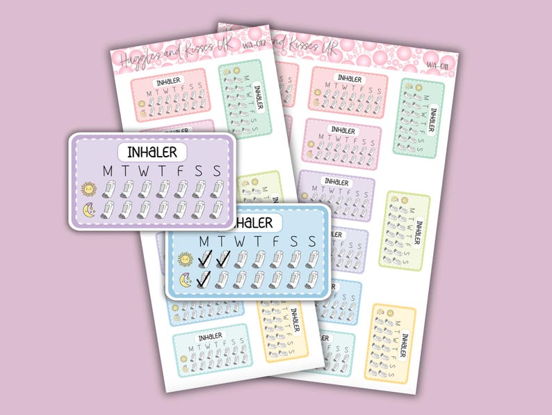 Weekly Inhaler Tracker Stickers | Pastel Colours | Daily Medication ...