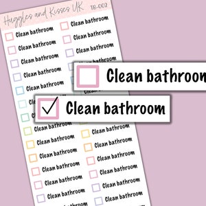 Clean Bathroom Planner Sticker | Pastel Colours | Tick Box | To Do Planner Stickers | Labels for Calendars Planners and More