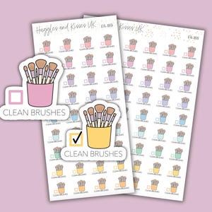 Clean Makle Up Brushes Planner Stickers | MUA | Cleaning Reminder Stickers | Labels for Calendars Diaries and More