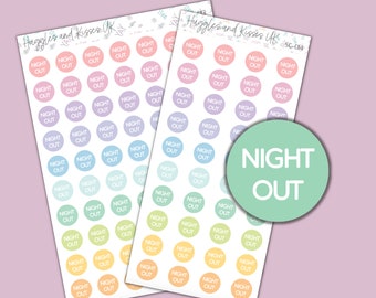 Night Out Planner Stickers | Circle Dot stickers | Planner Stickers | Labels for Planner / Diary