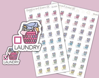 Laundry / Washing Planner Sticker | Pastel Colours | Laundry Basket Planner Stickers | Labels for Calendars Planners and More