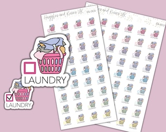 Laundry / Washing Planner Sticker | Pastel Colours | Laundry Basket Planner Stickers | Labels for Calendars Planners and More