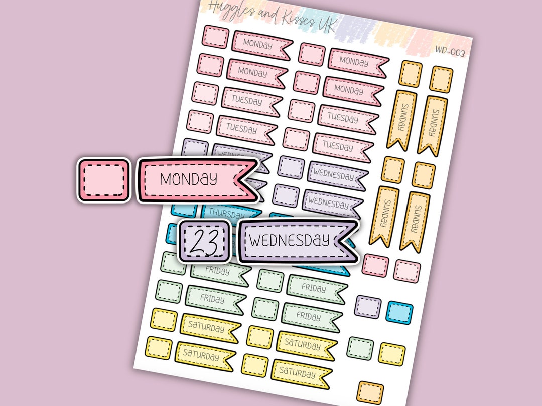 One Week Process Sticker Date and Weekday Cover Planner Stickers | 4 Weeks of Date Cover Dot ...