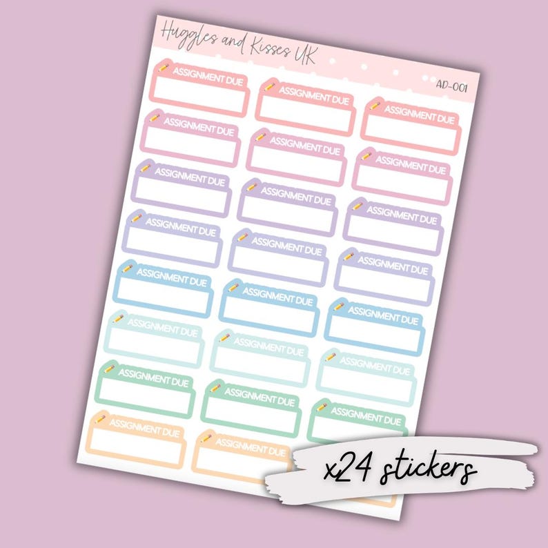 Assignment Due Planner Stickers | Student Box Stickers | Planner ...