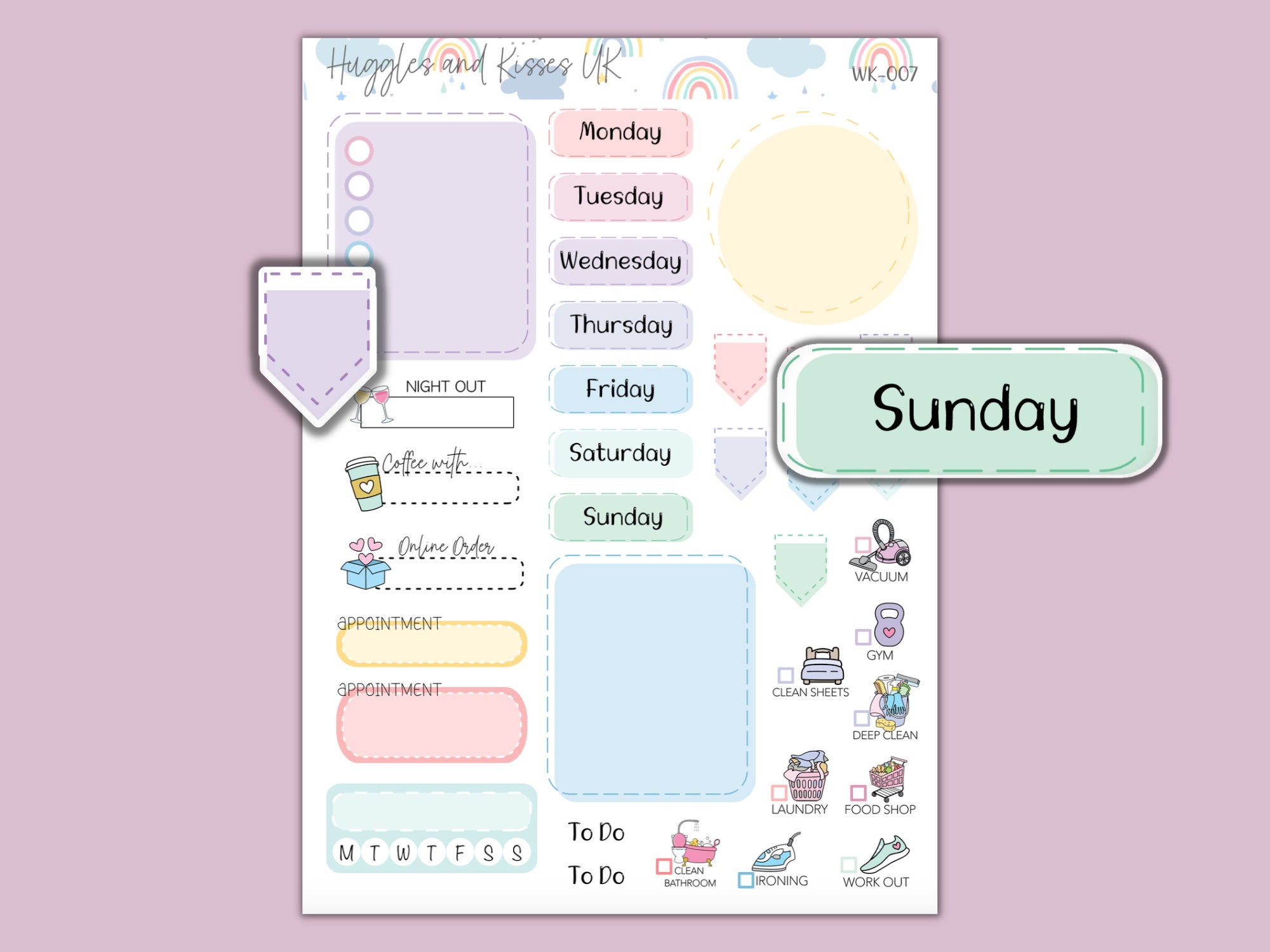 Juego de pegatinas para planificadores semanales / Pegatinas en tonos pastel / Etiquetas para planificadores y más