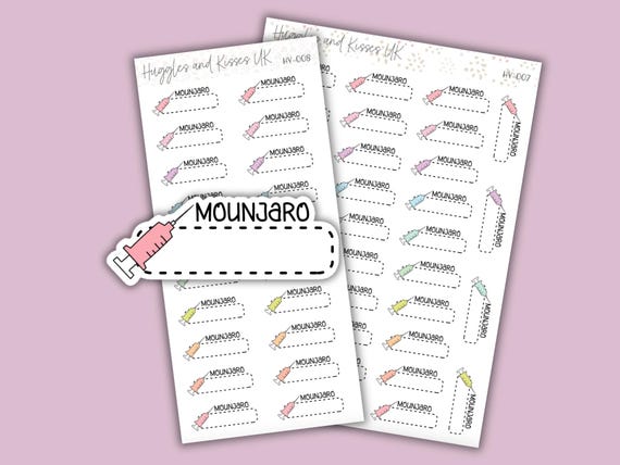 Mounjaro Medication Planner Sticker | Mounjaro Injection Reminder Planner Stickers | Labels for Calendars Planners and More