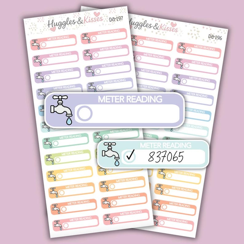 Water Meter Reading Planner Sticker | Pastel Colours | Textbox to Do ...