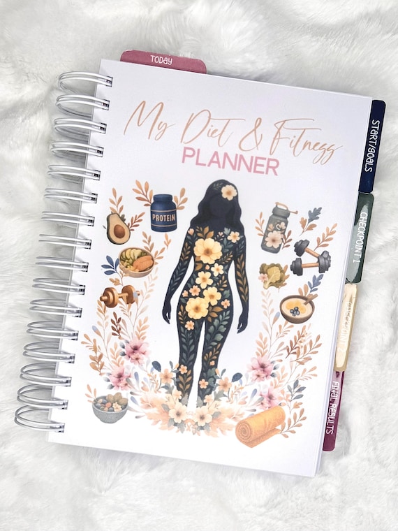 A5 Diet and Fitness Planner | 12 Week Health Tracker | Wellness Journal | Weight Loss & Workout Log | Meal Planner | Goal Setting Progress