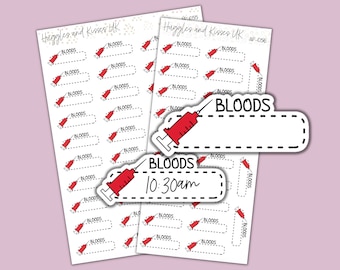 Bloods Planner Sticker | Blood Test Appointment Planner Stickers | Labels for Calendars Planners and More