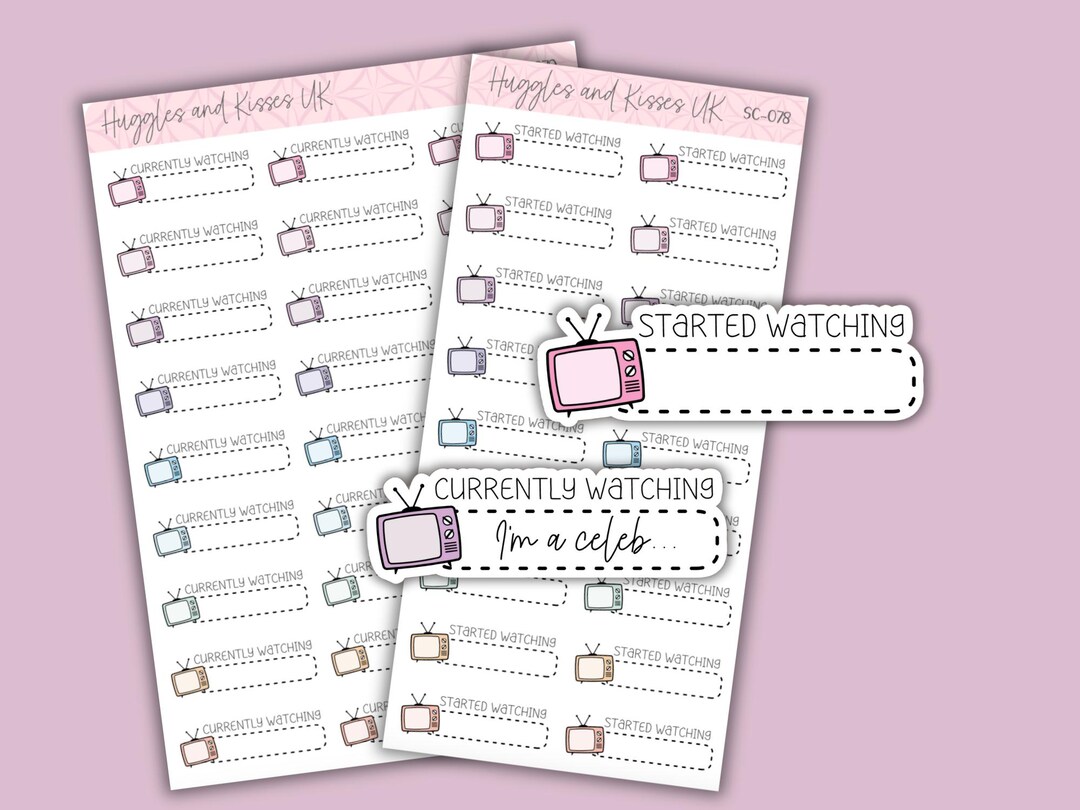 Wathcing Sticker Started / Currently Watching Planner Sticker | Pastel Colours | TV ...