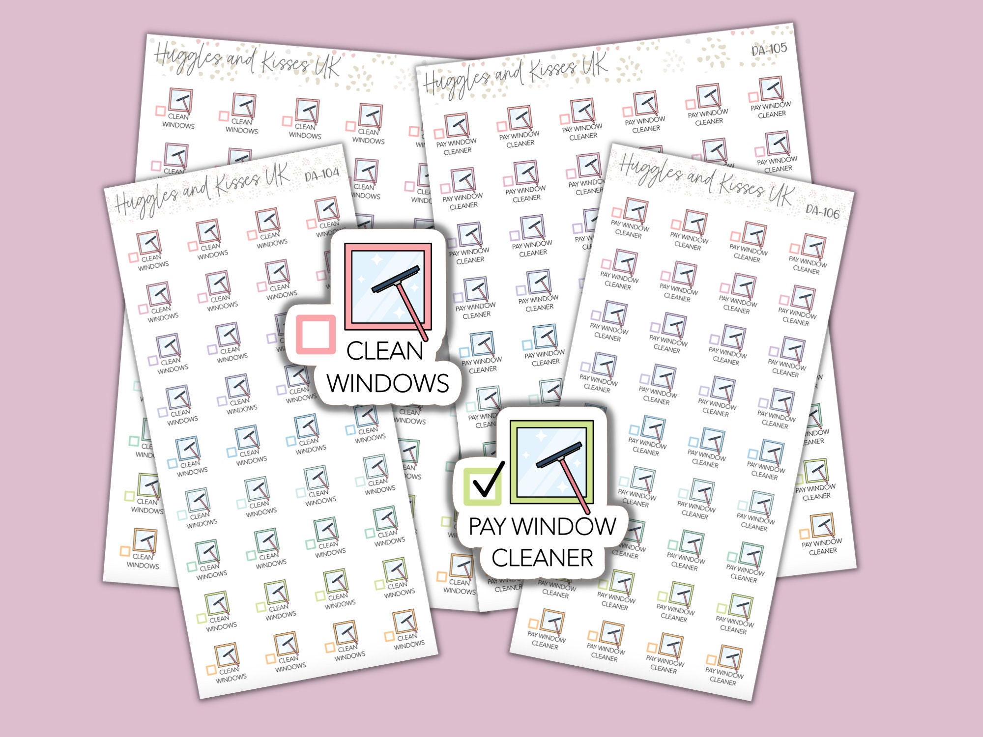 Clean Windows / Pay Window Cleaner Planner Sticker | Pastel Colours | Window Planner Stickers | Labels for Calendars Planners and More