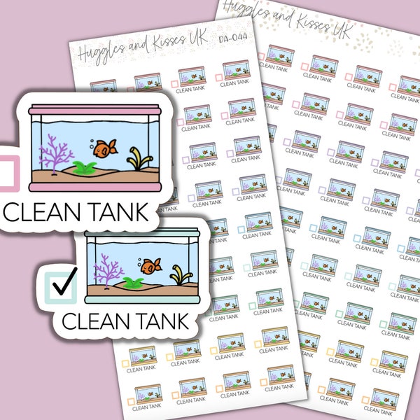 Clean Fish Tank Planner Sticker | Pastel Colours | Fish Tank Planner Stickers | Labels for Calendars Planners and More