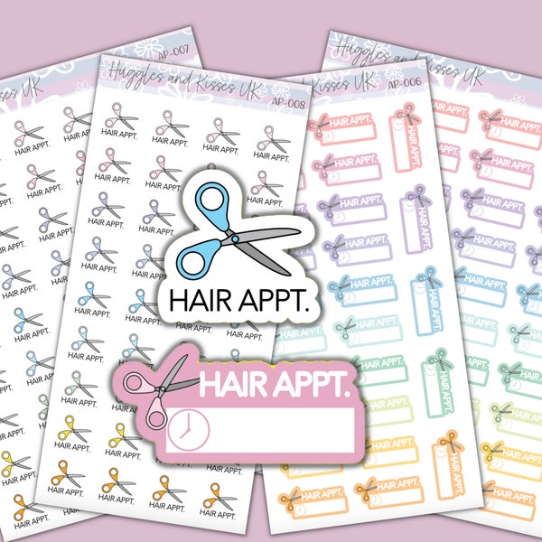 Hair Appointment Planner Sticker / Pastel Colours | Hairdresser Planner Stickers | Labels for Calendars Planners and More