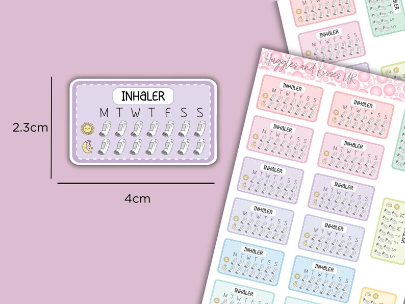 Weekly Inhaler Tracker Stickers | Pastel Colours | Daily Medication ...