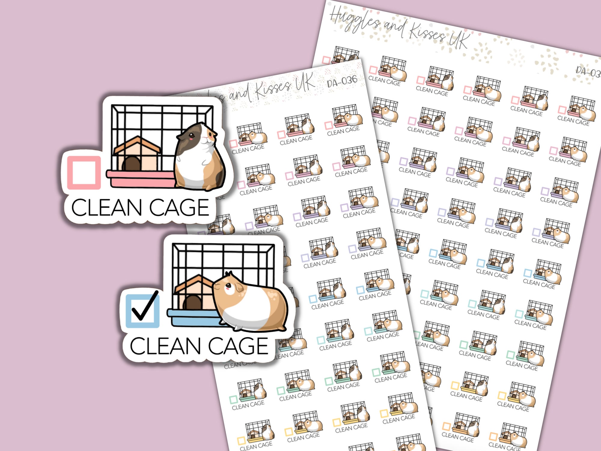 Clean Cage Planner Sticker | Pastel Colours | Pet Care to Do Planner ...