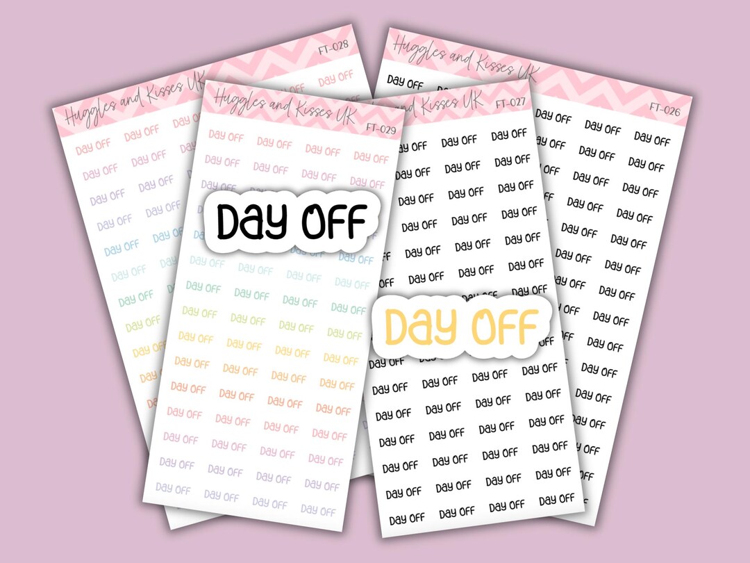 Day off Fonts / Script Planner Stickers | Black or Coloured Writing ...