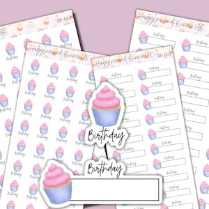 Birthday Cupcake planner stickers | Birthday box stickers | Planner Stickers | Labels for Planner / Diary