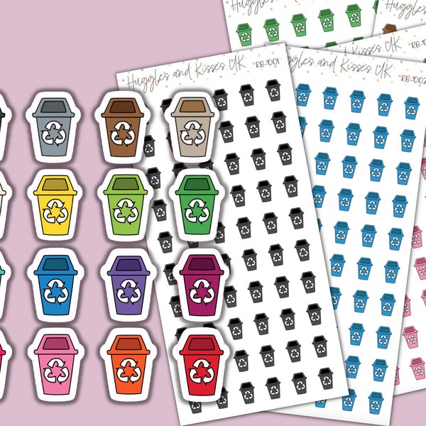 Bin Day Planner Sticker | Various  Colours | Recycling Bin Planner Stickers | Labels for Calendars Planners and More