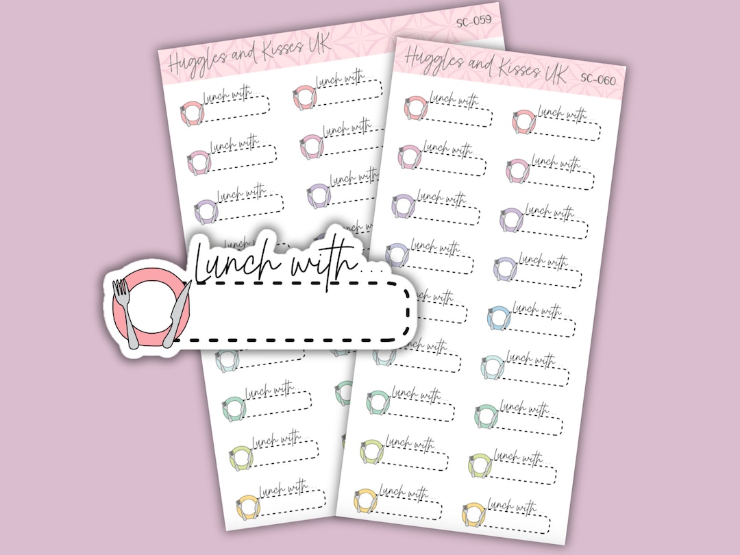 Date Box Sticker Lunch Date Planner Stickers | Text Box Stickers | Planner Stickers ...