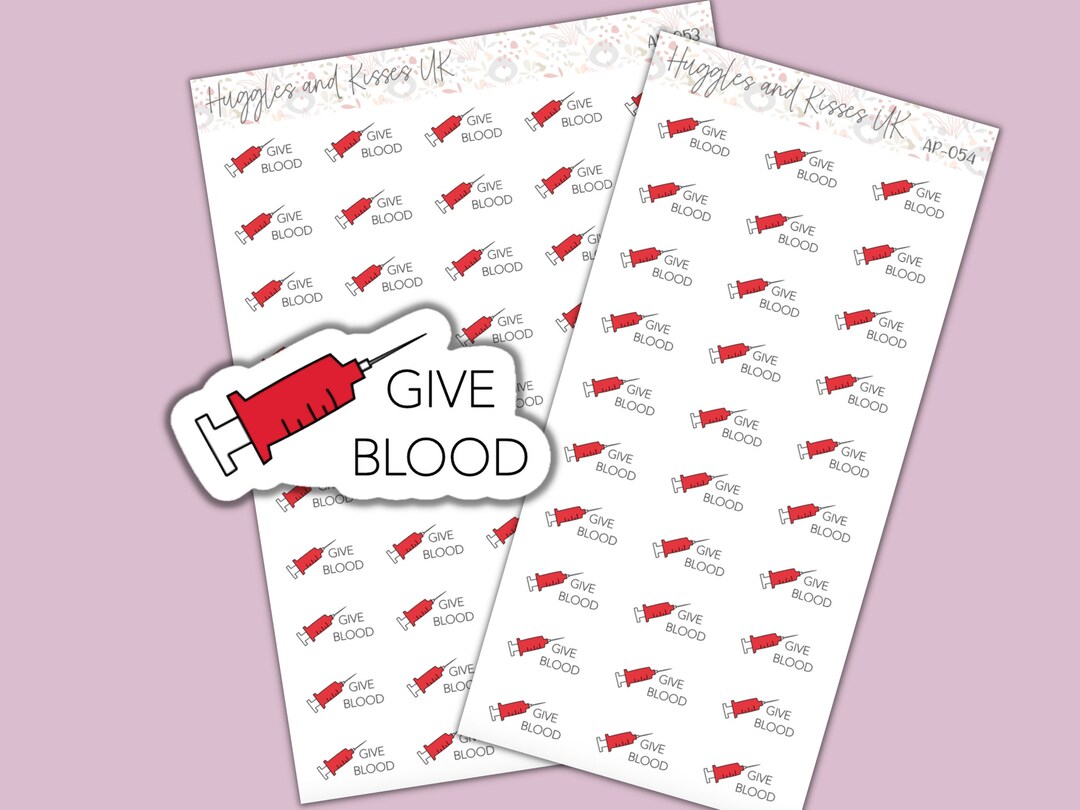 Give Blood Planner Stickers | Syringe Planner Stickers | Labels for ...