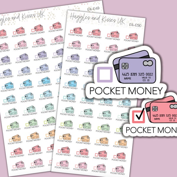 Zakgeld Planner Sticker | Geld uitgeven om plannerstickers te doen | Etiketten voor kalenders, planners en meer