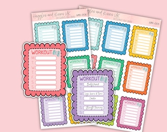 Workout Planner Sticker Sheet | Fitness Tracker and Exercise Stickers for Journals, Calendars & Weekly Workout Planning