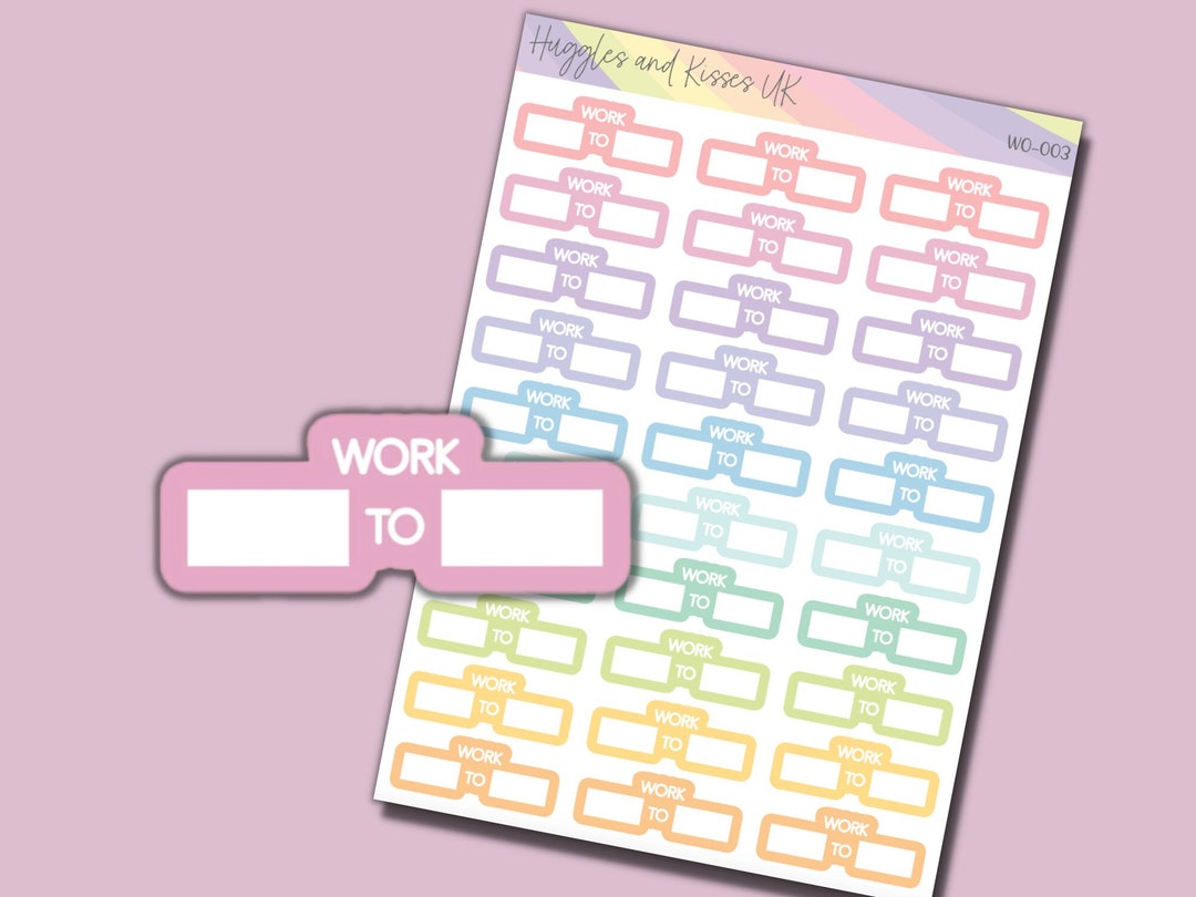 Work Shift Sticker Shift Work From and to | Pastel Rainbow Colours | Planner Stickers ...