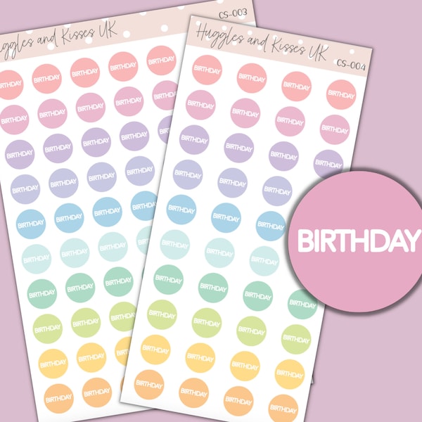 Birthday Planner Stickers |  Special Occasion Circle Dot stickers | Planner Stickers | Labels for Planner / Diary