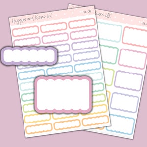 Blank ausgebogten Streifen Planer Aufkleber | Textfeld mit gewelltem Rand | Planer Aufkleber | Etiketten für Kalender Planer und Mehr