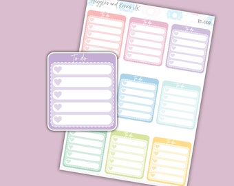 To Do Planner Sticker Set / Pastel Rainbow Colours | Planner Stickers | Labels for Calendars Planners and More