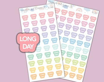 Long Day Shift Planner Stickers | Rainbow Colours | Bubble Planner Stickers | Labels for Calendars Planners and More