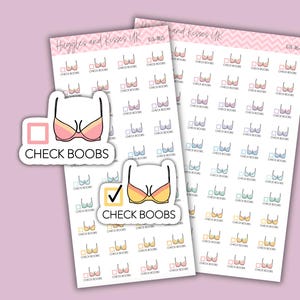 Breast Check Planner Stickers: Pastel Reminder Labels