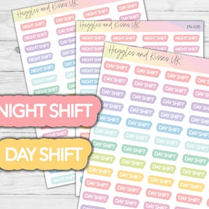 Day Shift / Night Shift | Rainbow Colours | Planner Stickers | Labels for Calendars Planners and More