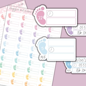 Rainbow Baby Feet Birth Counter Stickers: Student Midwife Planner Labels