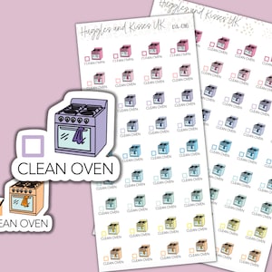 Clean Oven / Stove Planner Sticker | Pastel Colours | Deep Clean To Do Planner Stickers | Labels for Calendars Planners and More