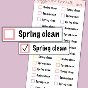 Spring Clean Planner Sticker | Tick Box | To Do Planner Stickers | Labels for Calendars Planners and More