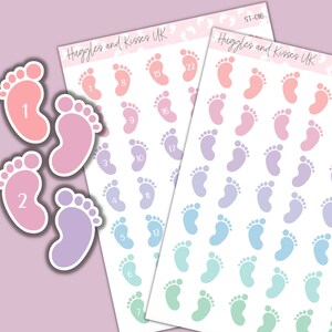 Rainbow Baby Feet Stickers: Student Midwife Birth Counter - 42 Labels