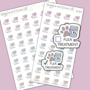 Flea Treatment Planner Sticker | Pastel Colours | Pet Treatment Planner Stickers | Labels for Calendars Planners and More