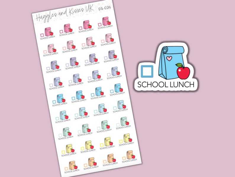 School Lunch Reminder Planner Sticker | Packed Lunch | School Dinner ...