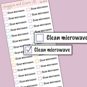 Clean Microwave Planner Sticker | Pastel Colours | Tick Box | To Do Planner Stickers | Labels for Calendars Planners and More