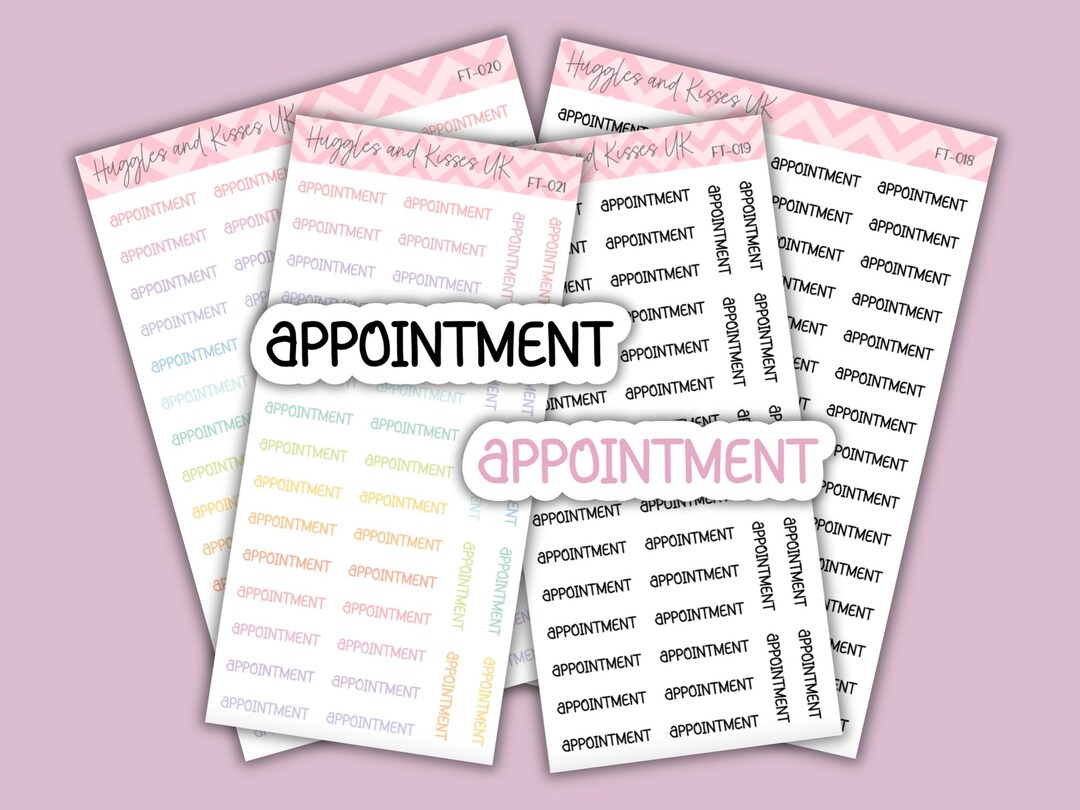 Appointment Fonts / Script Planner Stickers | Black or Coloured Writing ...